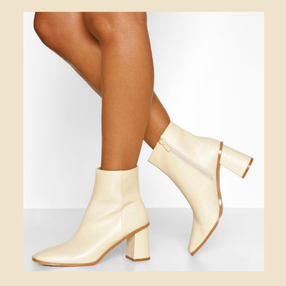 Low Block Heel Square Toe Shoe Boot